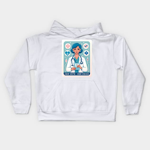 Her Vote, Her Voice - Medical Professional Women's Election Kids Hoodie by PuckDesign